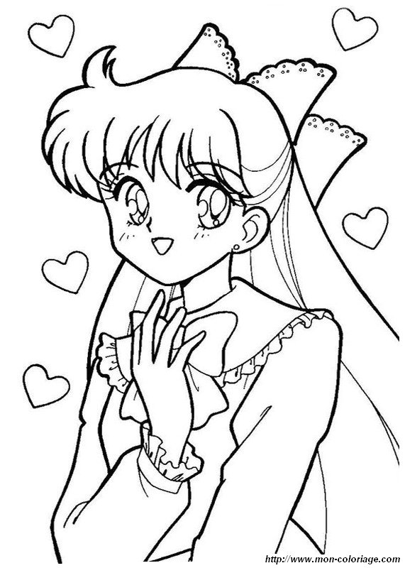 ausmalbild sailor moon mit herzen