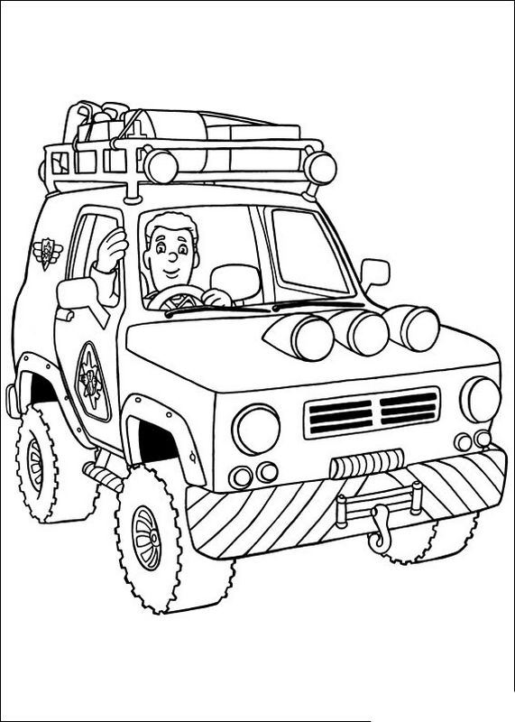 ausmalbild Die 4 x 4 Feuerwehr