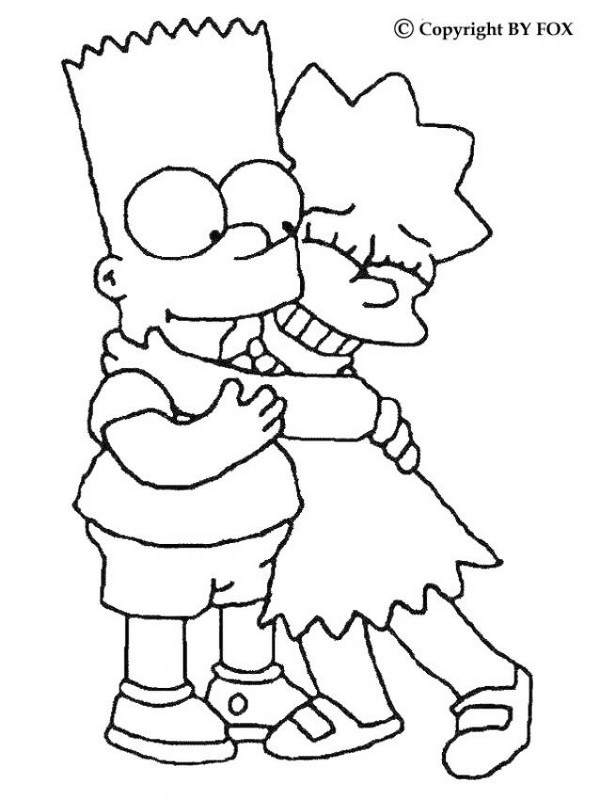 ausmalbild Bruder und Schwester Bart und Lisa
