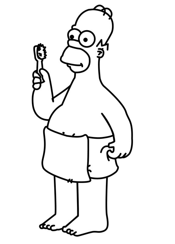 ausmalbild Homer Simpson im Bad