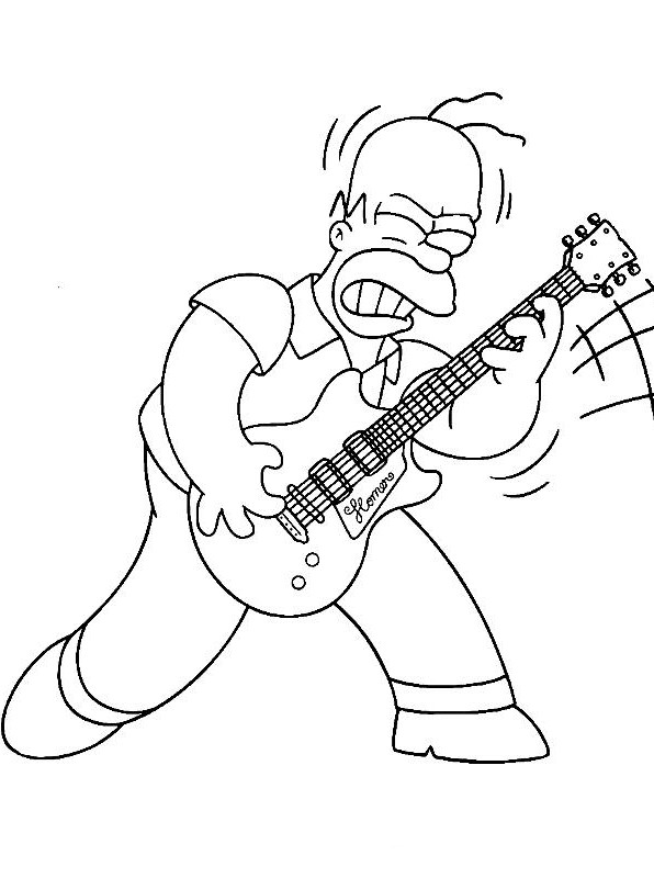 ausmalbild Homer ist ein Rock Gitarrist