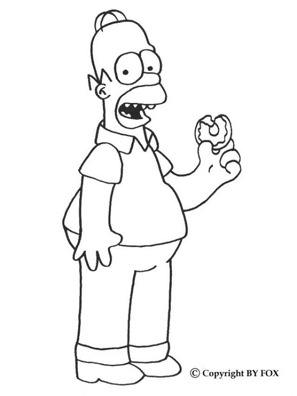 ausmalbild Homer liebt zu essen