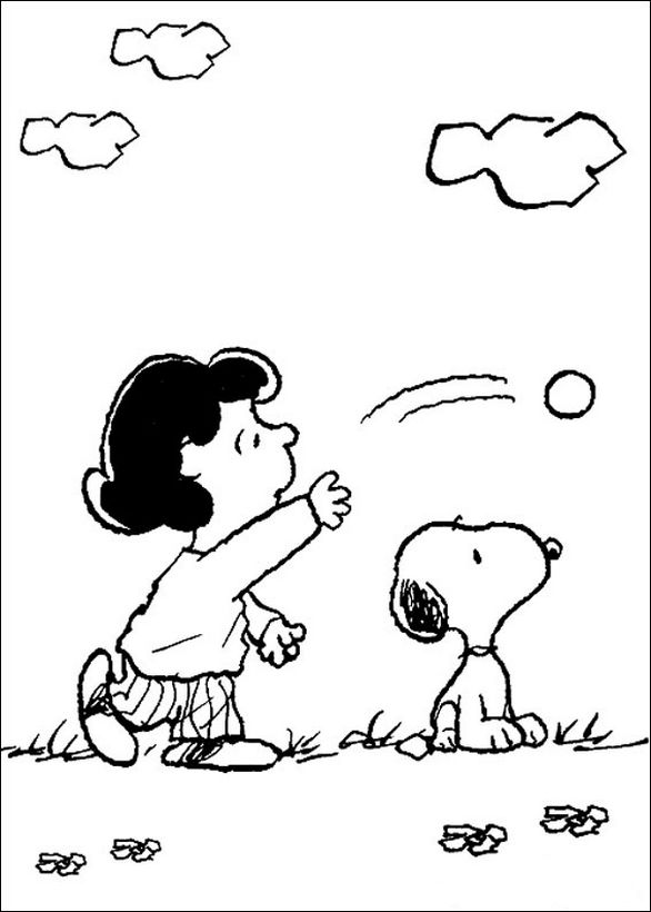 ausmalbild Snoopy mit einer Freundin