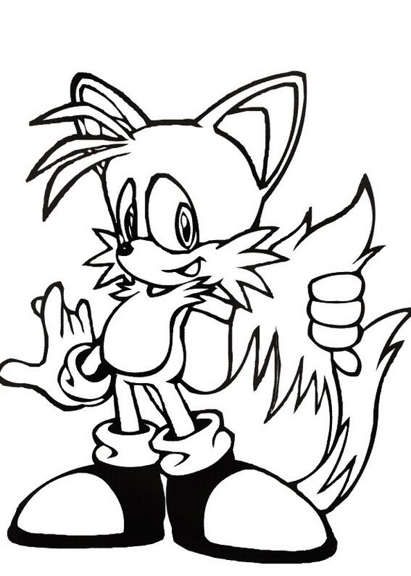 ausmalbild Ein kleine Fuchs Freund von Sonic