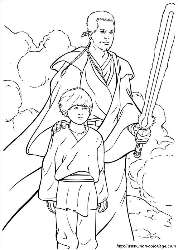 ausmalbild obi wan kenobi mit anakin skywalker