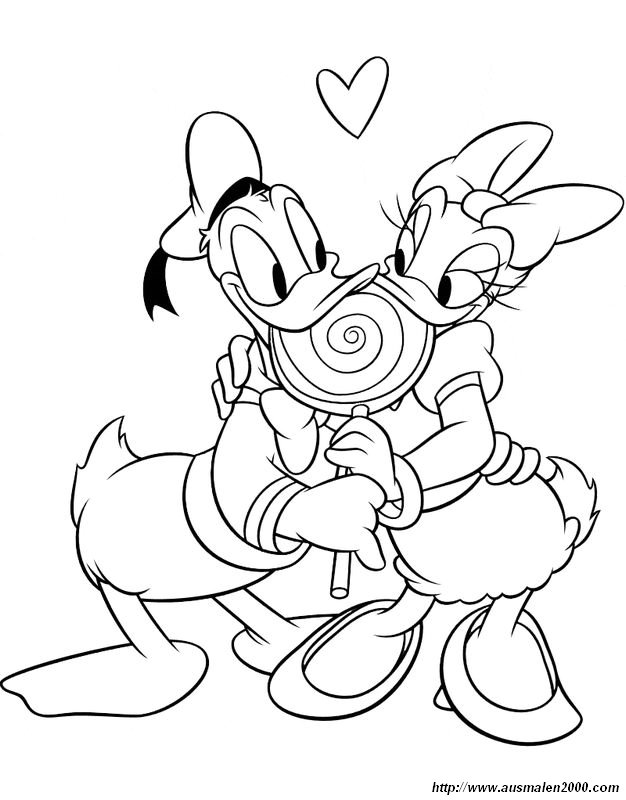 ausmalbild Donald und Daisy verliebt